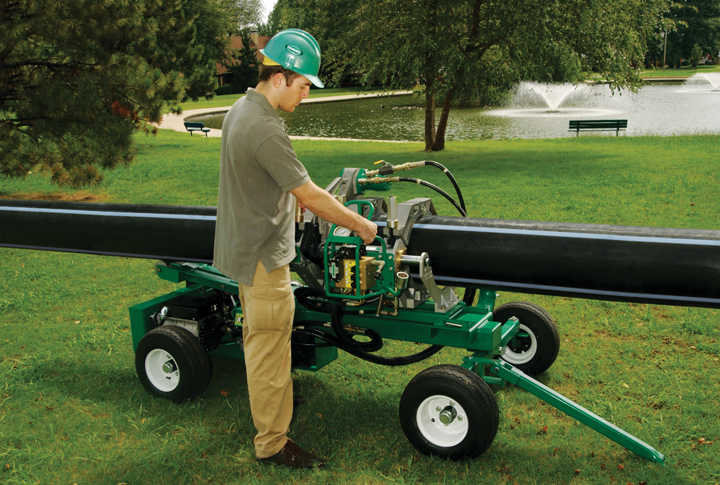 Wheeled fusion machines are towed with another piece of equipment.